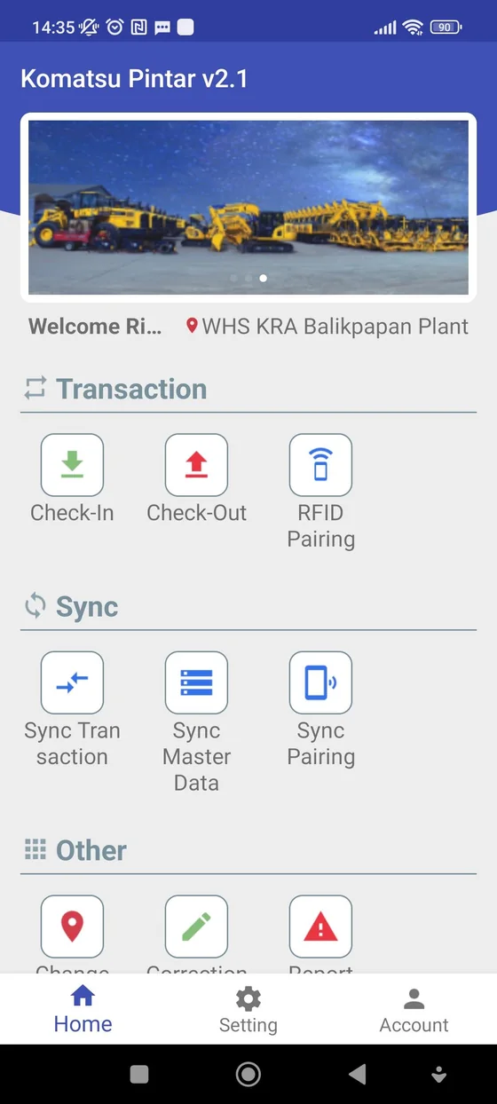 Screenshot Komatsu PINTAR — RFID Reman